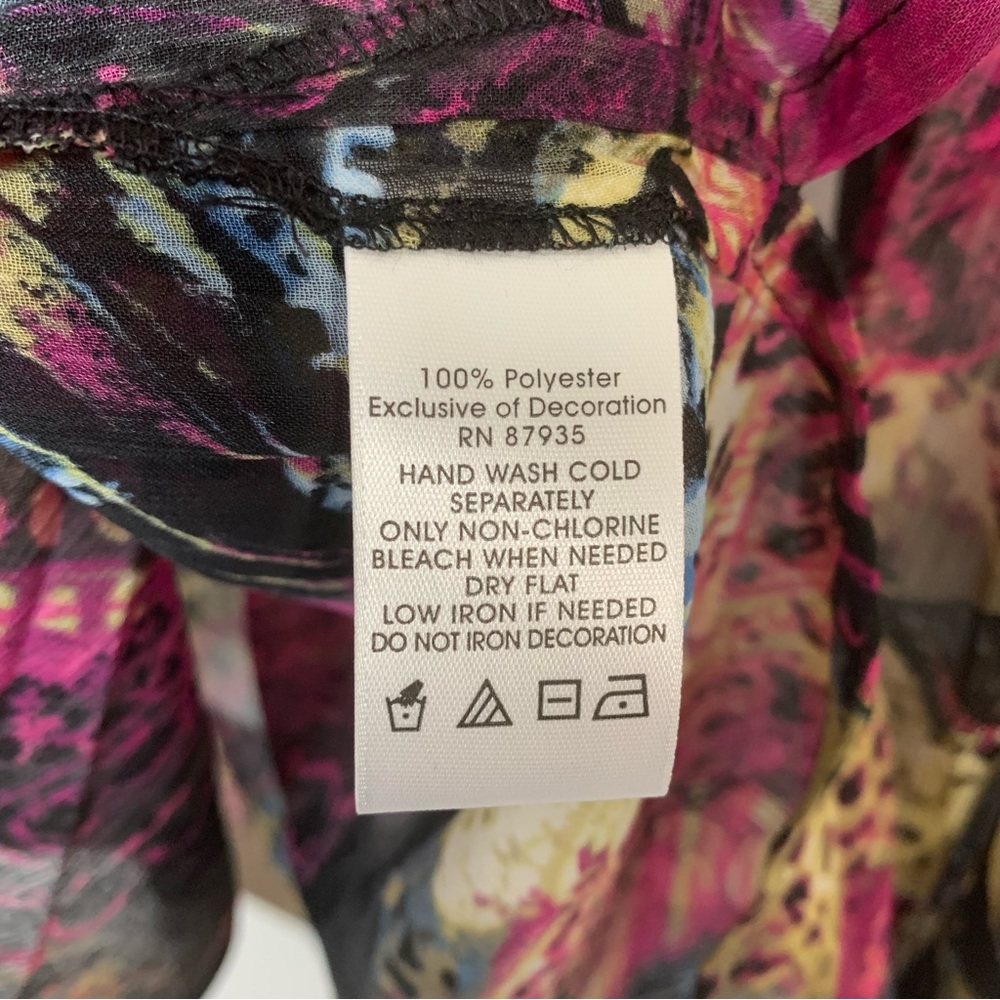 SIMONTON SAYS Paisley Animal Print Popover Top Sz L - Picture 11 of 11
